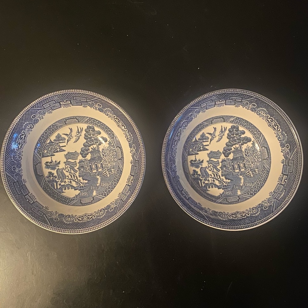Vintage Johnson Bros. Willow dessert bowls, set of 2